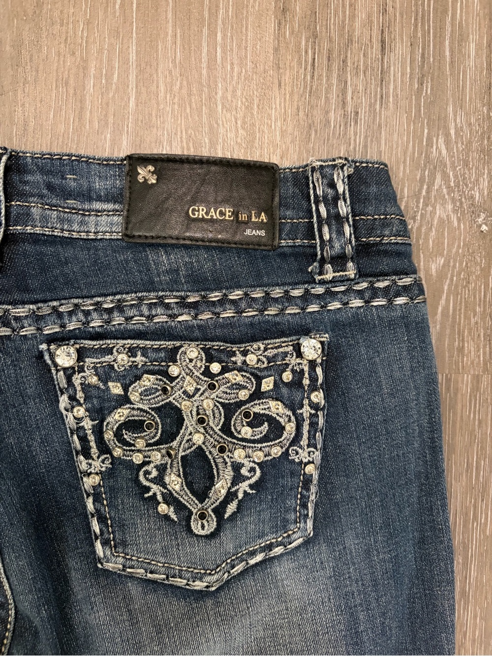 Grace in LA Embellished Dark Blue Women's Jeans